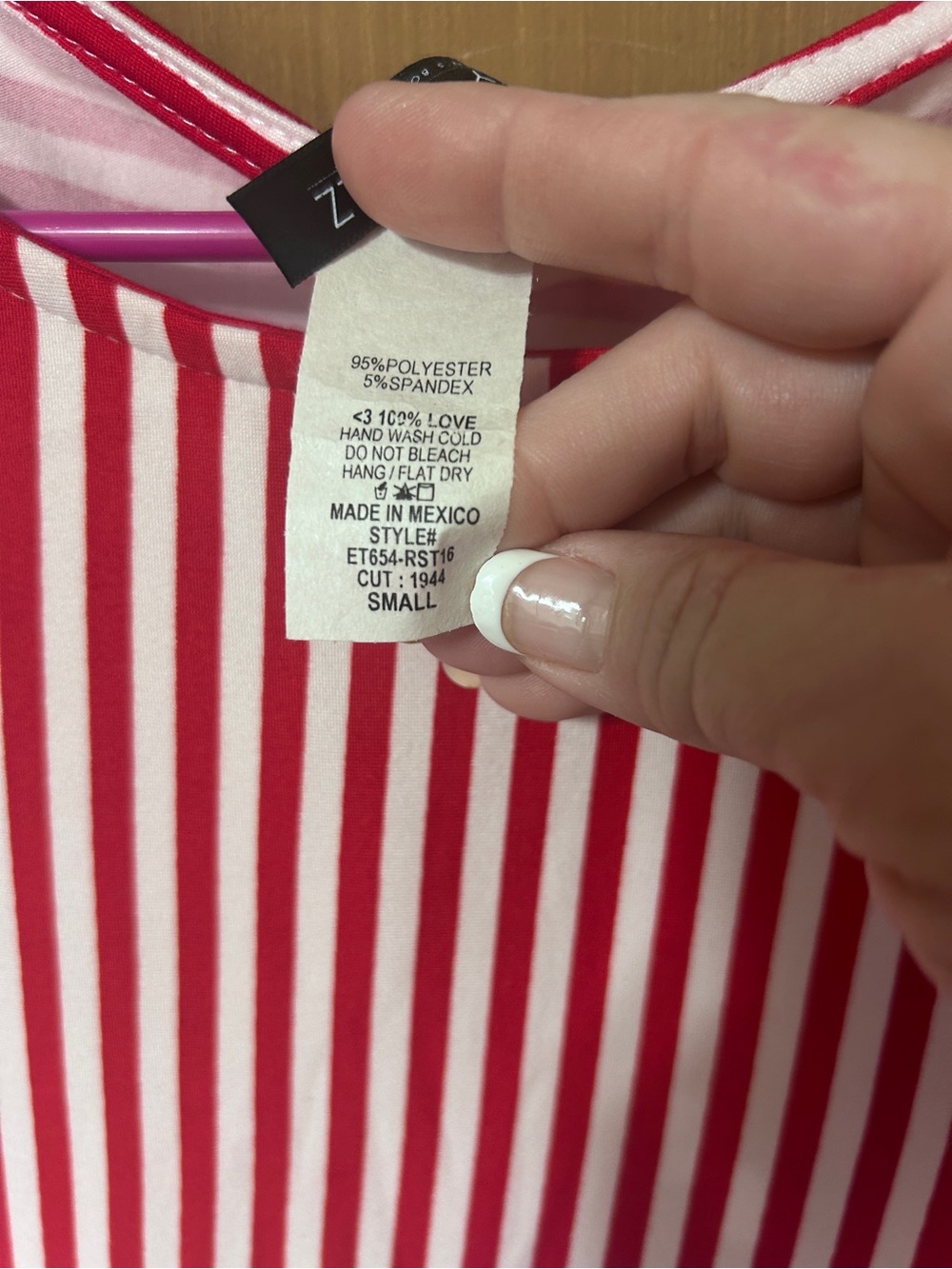 Women's Red & White Striped Short Sleeve Tee - Picture 5 of 5